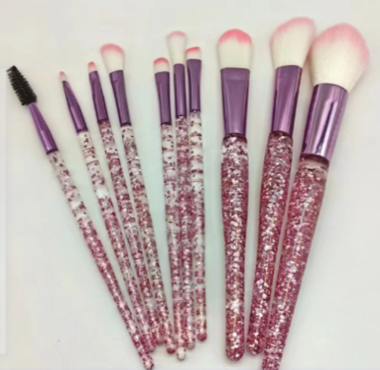 Set de Brochas de Maquillaje de 10 - Para Rostro, Ojos y Contornos