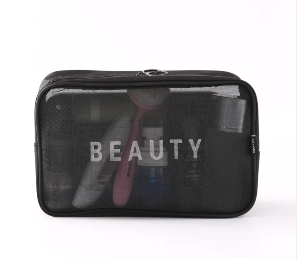 Large-Capacity Mesh Cosmetic Storage Bag – Portable Makeup Brush Organizer