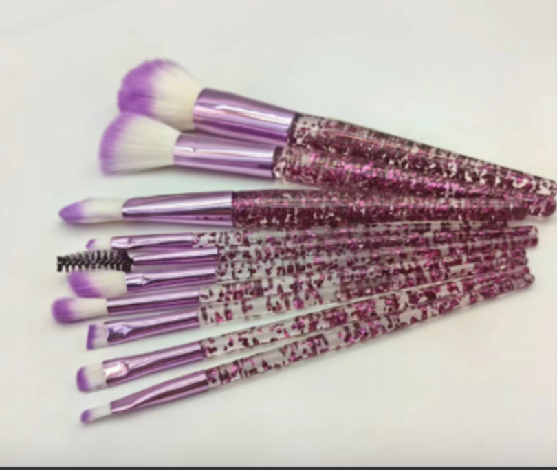 Set de Brochas de Maquillaje de 10 - Para Rostro, Ojos y Contornos