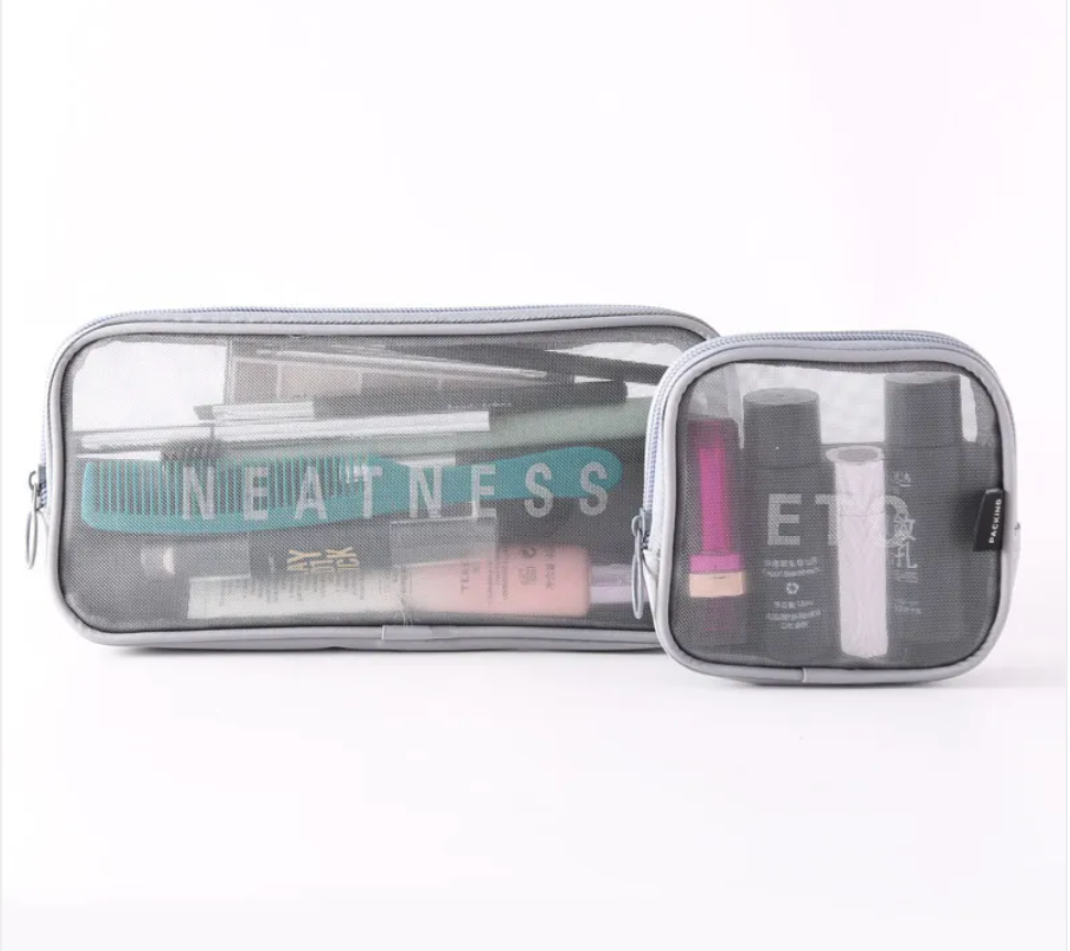 Large-Capacity Mesh Cosmetic Storage Bag – Portable Makeup Brush Organizer