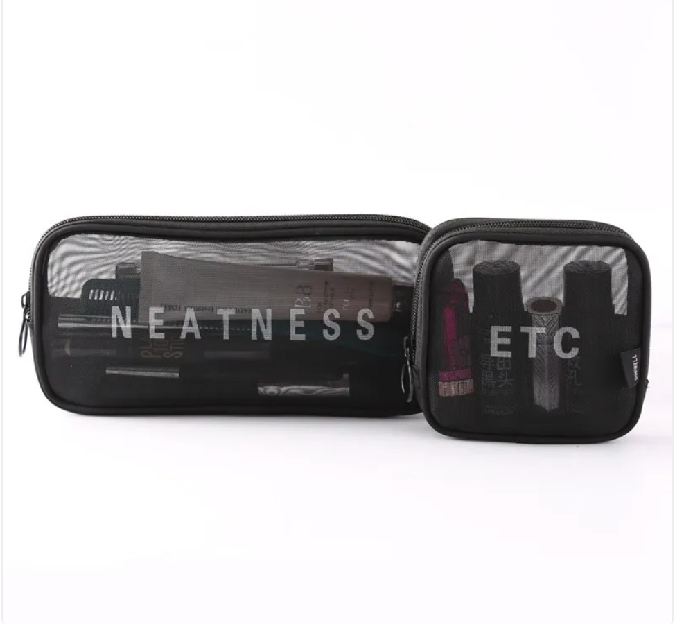 Large-Capacity Mesh Cosmetic Storage Bag – Portable Makeup Brush Organizer