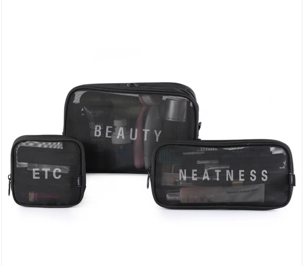Large-Capacity Mesh Cosmetic Storage Bag – Portable Makeup Brush Organizer