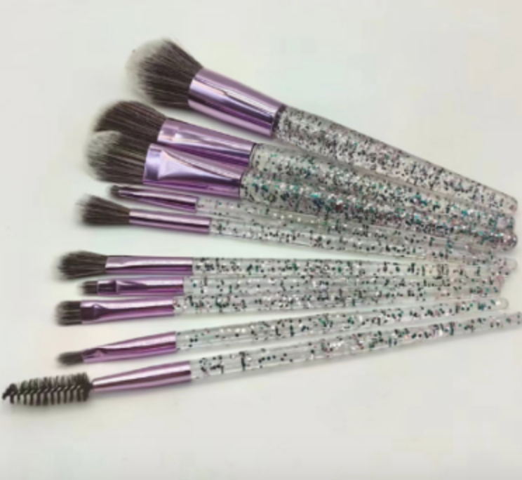 Set de Brochas de Maquillaje de 10 - Para Rostro, Ojos y Contornos