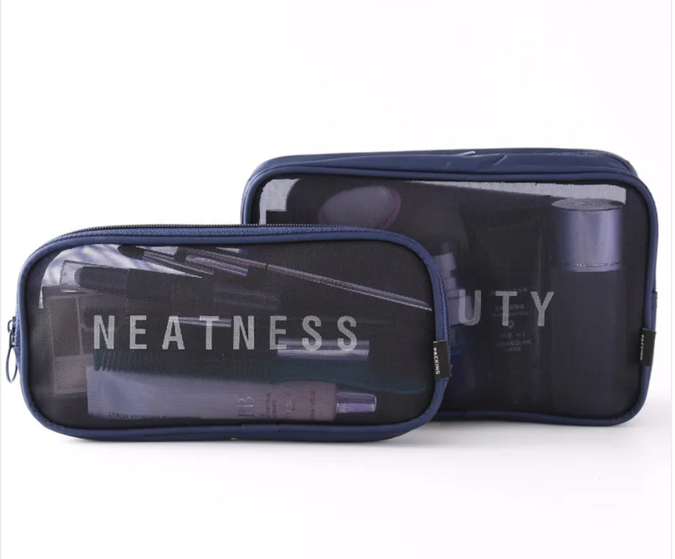 Large-Capacity Mesh Cosmetic Storage Bag – Portable Makeup Brush Organizer